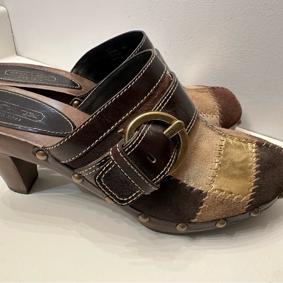 Coach Sabrina Leather Heels Mules/Clogs. Patchwork Vintage Sz 10 - Picture 1 of 6